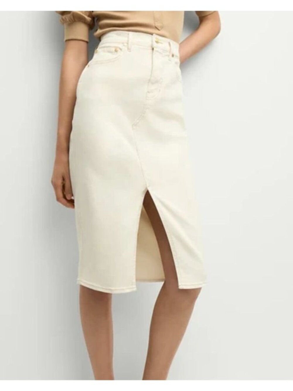 VERONICA BEARD Breves Denim Midi Skirt Ivory Corduroy Size 4